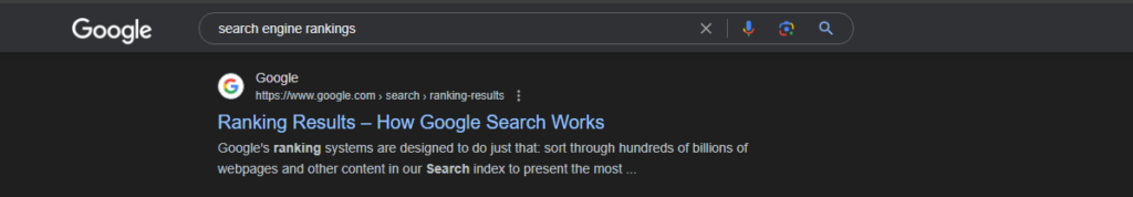 Title tags within the search engine