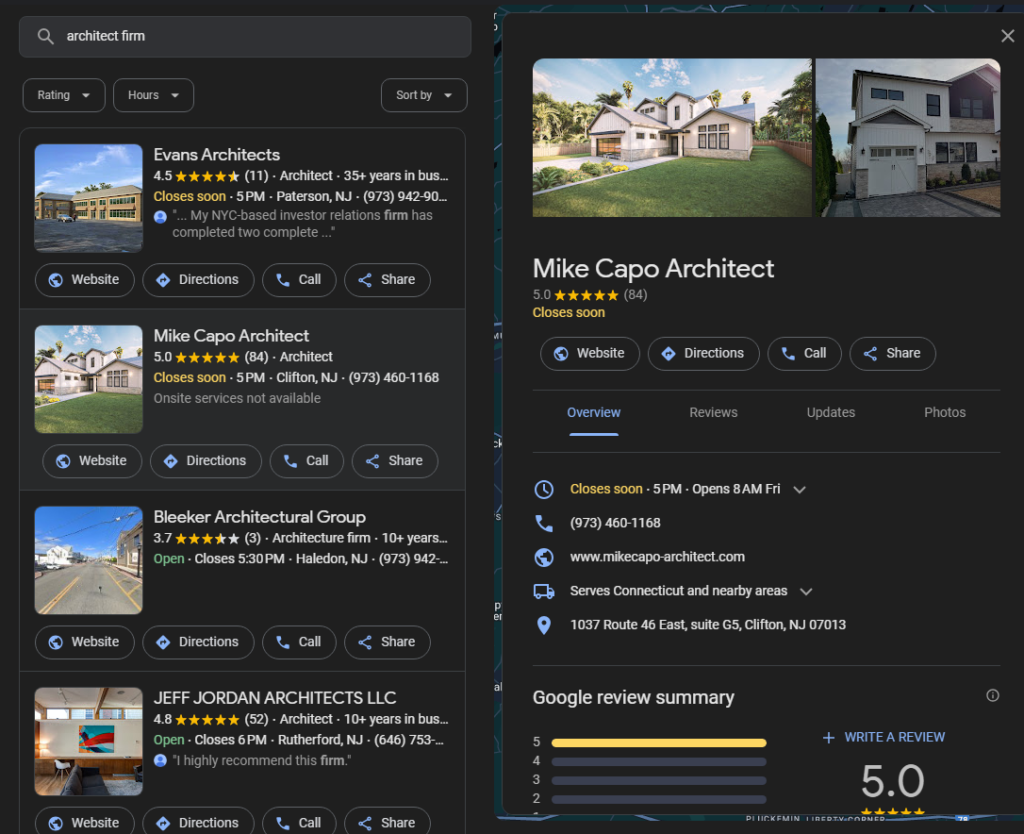 architect firm google my business