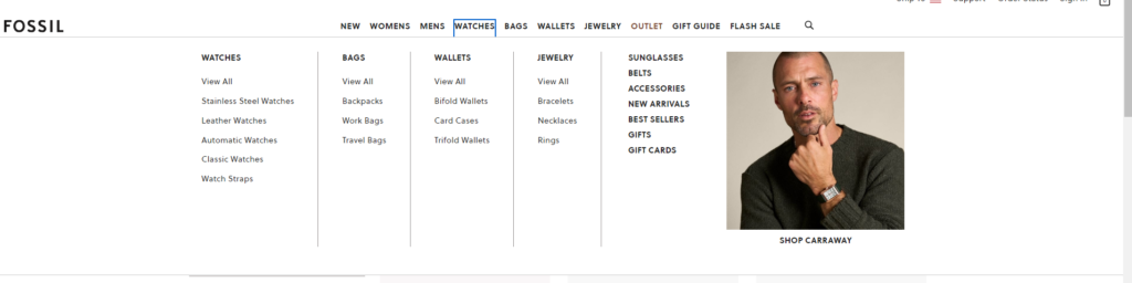 ecommerce navigation example